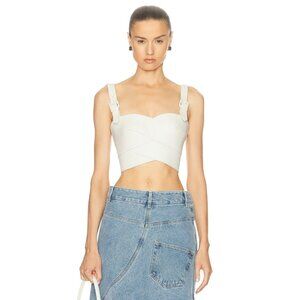Monse Leather Belt Bustier Top in Ivory